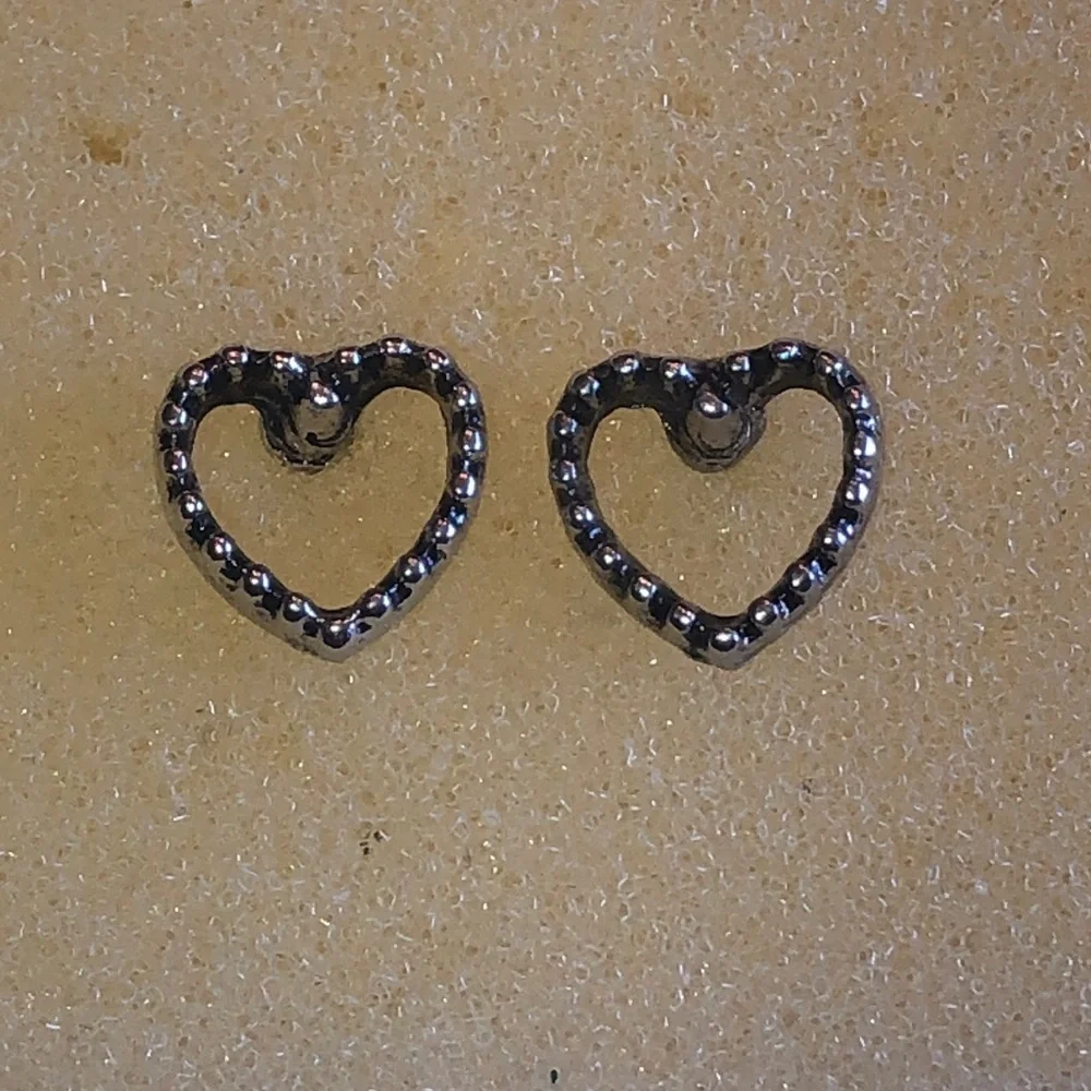 Elegant Silver Tone Dainty Boho Heart Stud Earrings